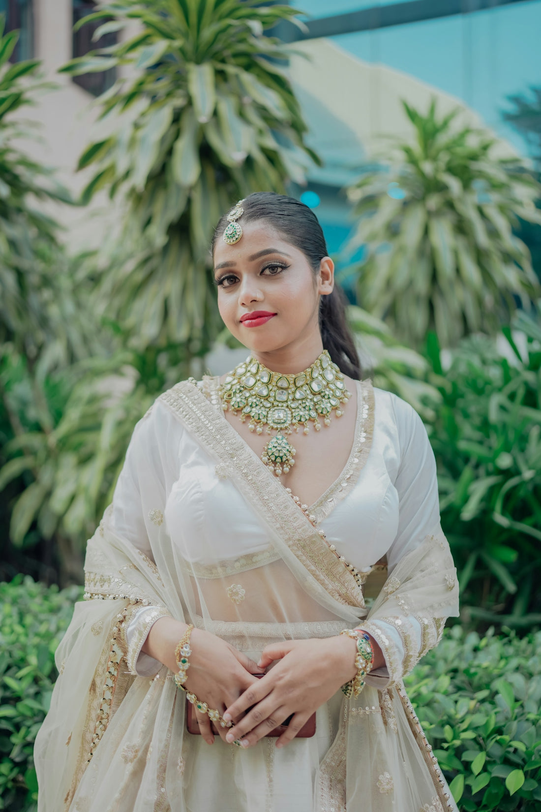 A young woman in traditional indian attire