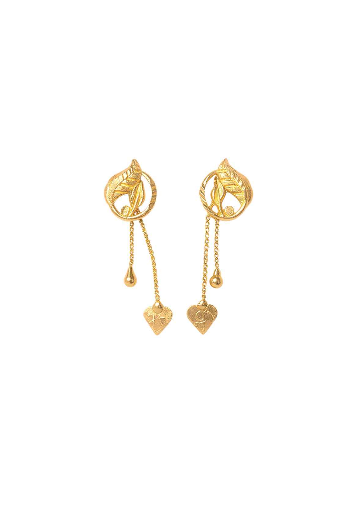 Gold Plated Leaf Drop Earrings for Women – Lightweight Floral Chain Dangle Jewellery