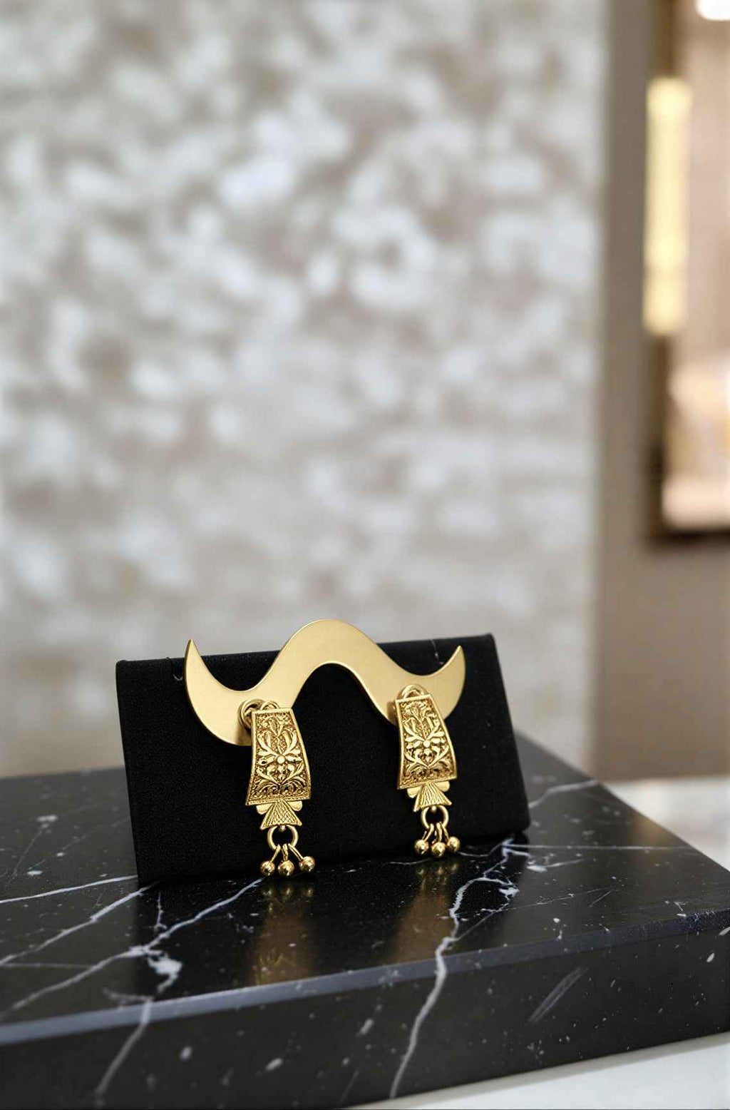Gold Plated Traditional Floral Drop Earrings for Women – Lightweight Ethnic Jewellery with Ghungroo