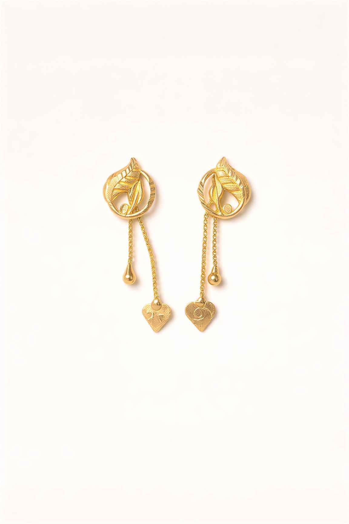 Gold Plated Leaf Drop Earrings for Women – Lightweight Floral Chain Dangle Jewellery