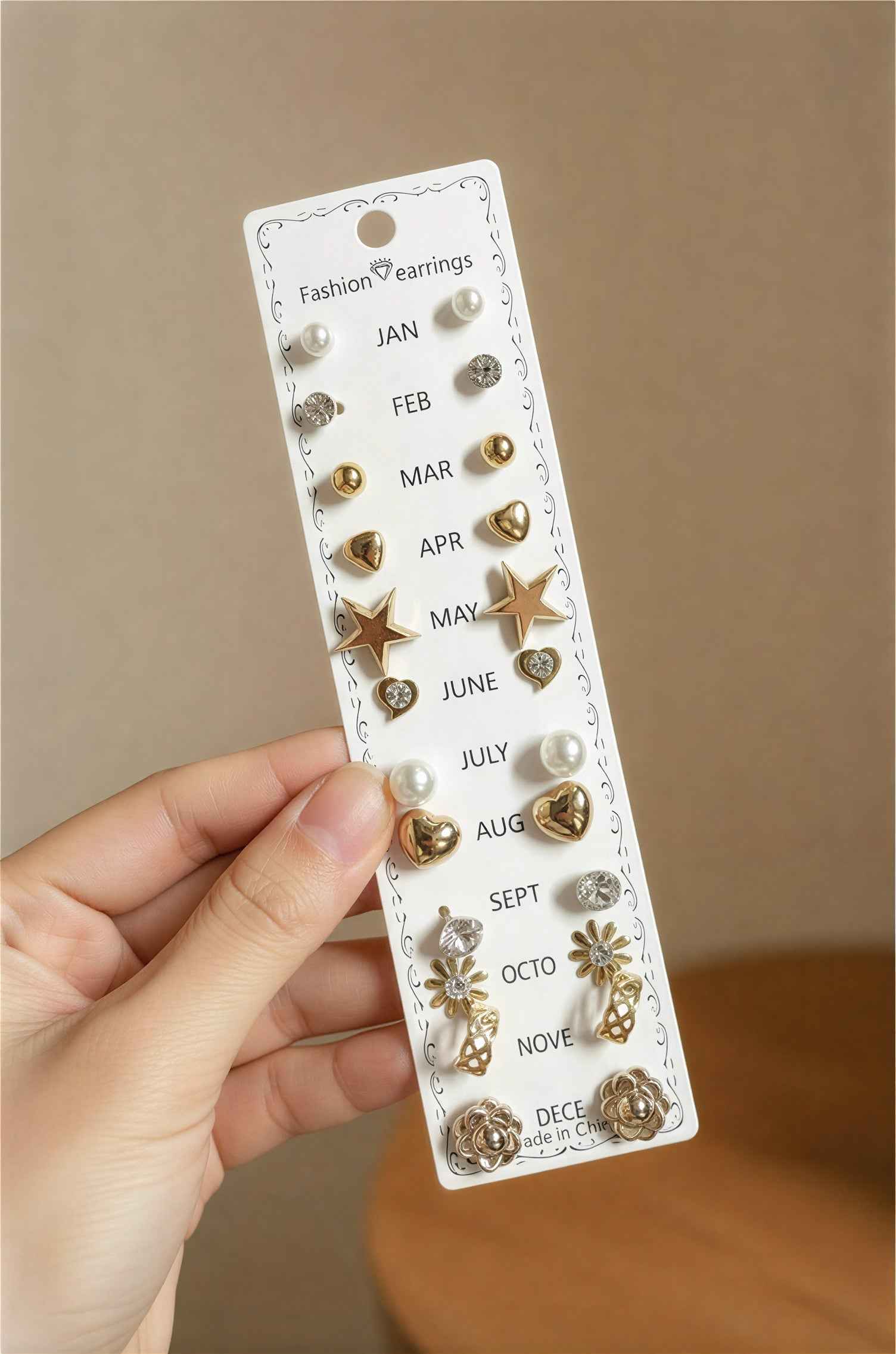 Gold Plated Stud Earrings Combo for Women – 12 Pairs Multipack | Pearl, Heart, Star, Crystal Daily Wear Earrings Set for Girls & Women | Fashion Jewellery