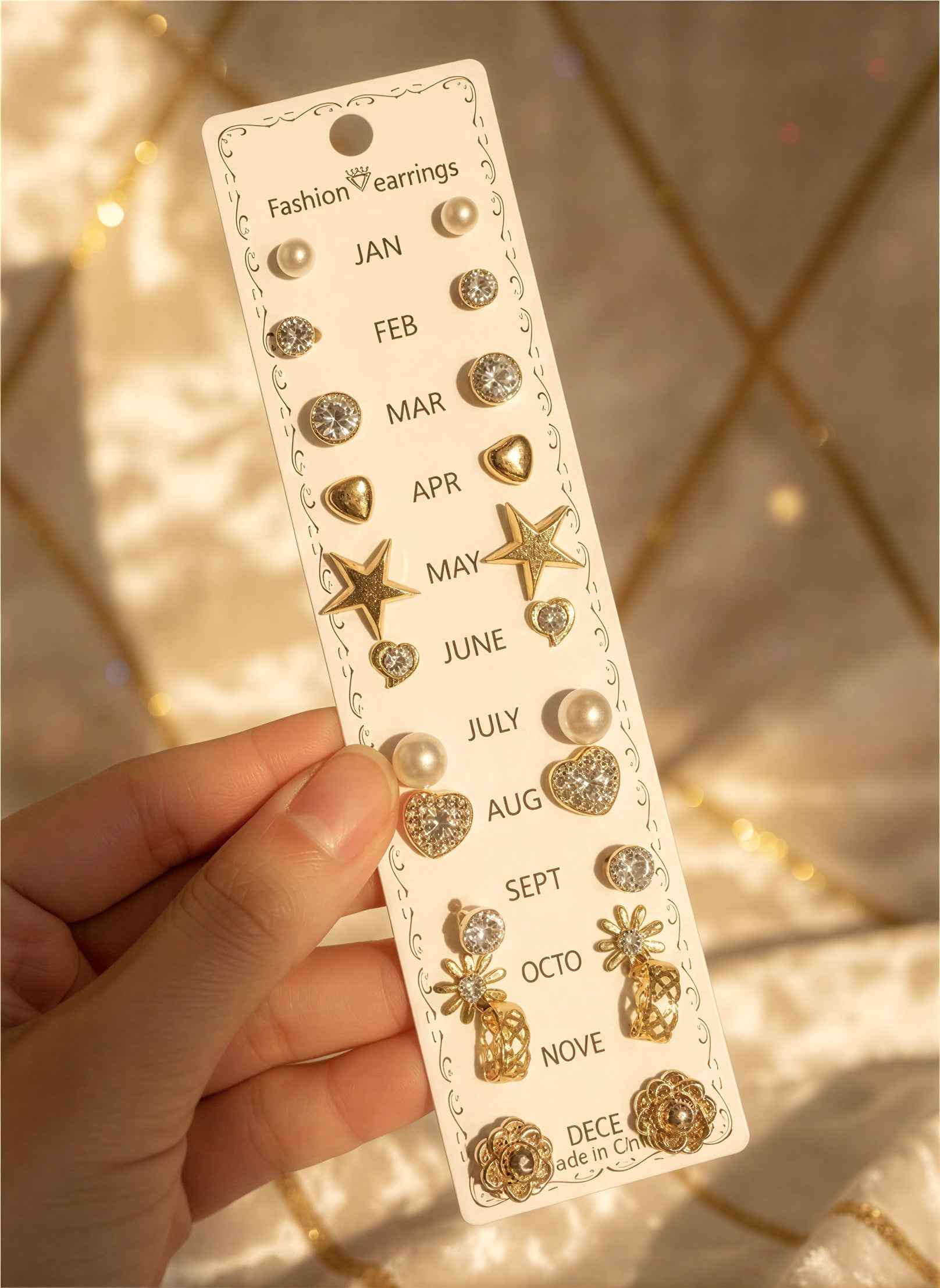 Gold Plated Stud Earrings Combo for Women – 12 Pairs Multipack | Pearl, Heart, Star, Crystal Daily Wear Earrings Set for Girls & Women | Fashion Jewellery