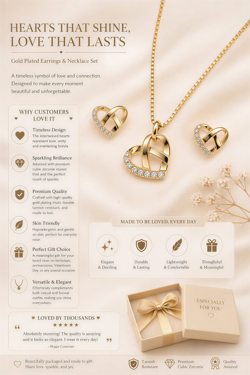 Gold plated jewelry set for women perfect gift and party wear