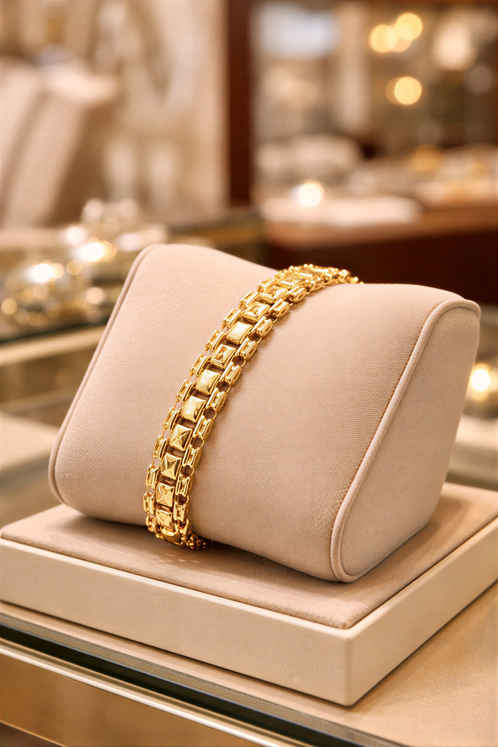 gold plated bracelet display premium jewellery product