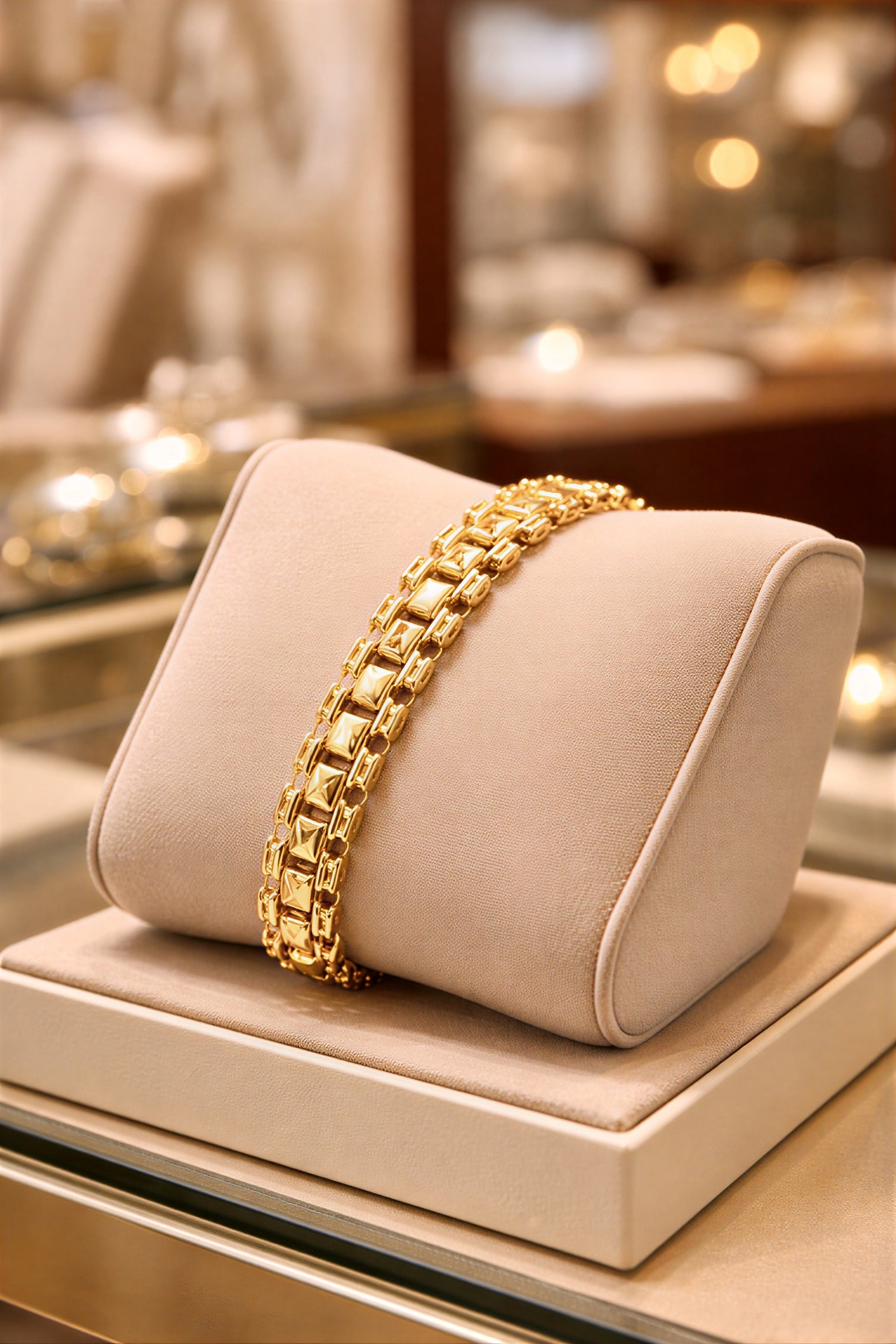 gold plated bracelet display premium jewellery product