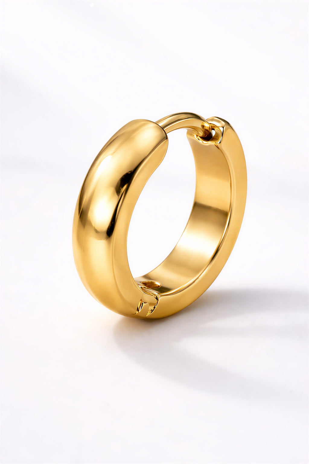 stainless steel gold plated mens small hoop earring close up