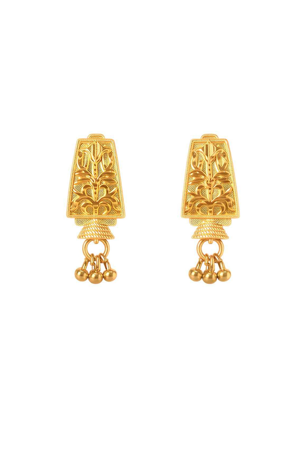 Gold Plated Traditional Floral Drop Earrings for Women – Lightweight Ethnic Jewellery with Ghungroo