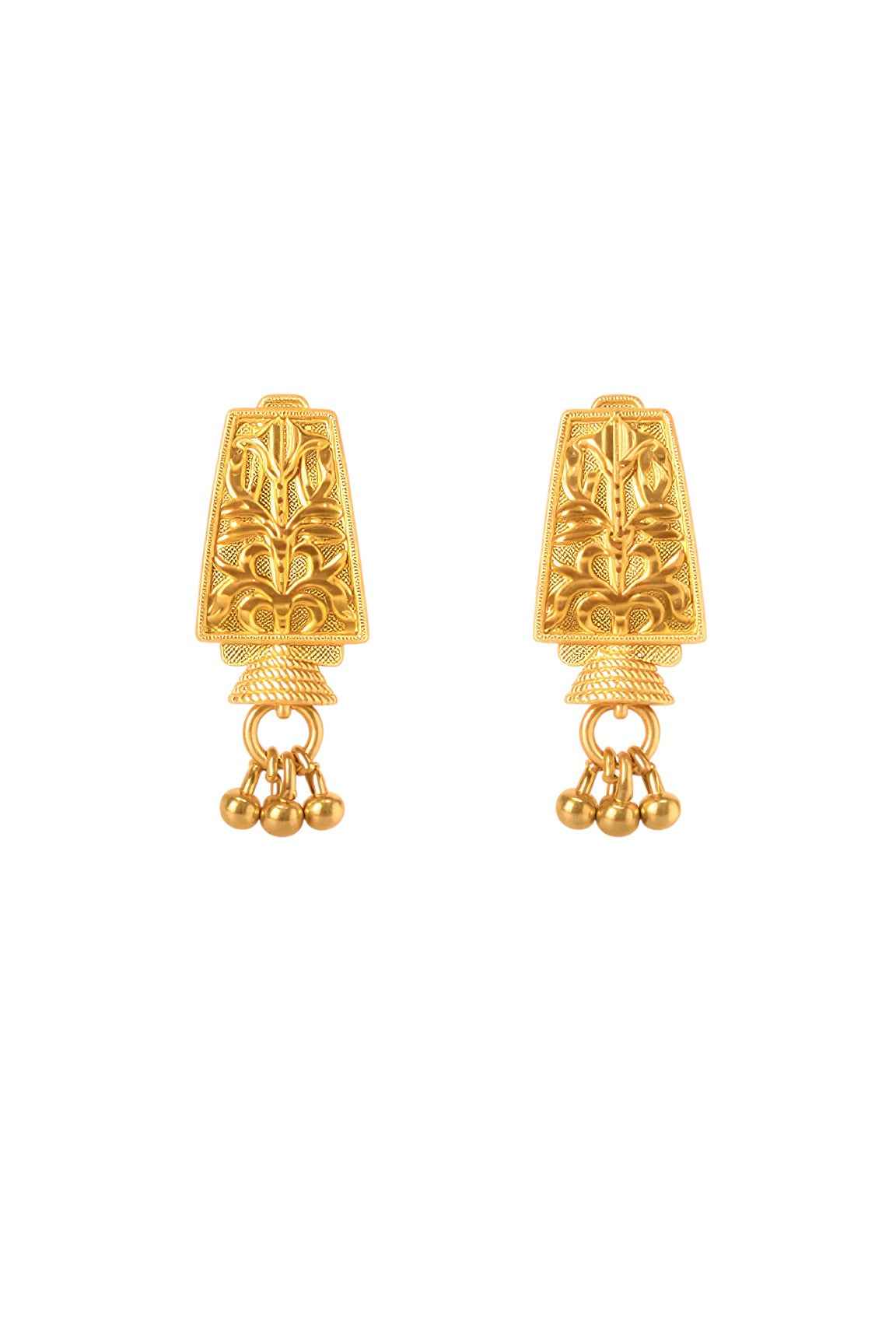 Gold Plated Traditional Floral Drop Earrings for Women – Lightweight Ethnic Jewellery with Ghungroo