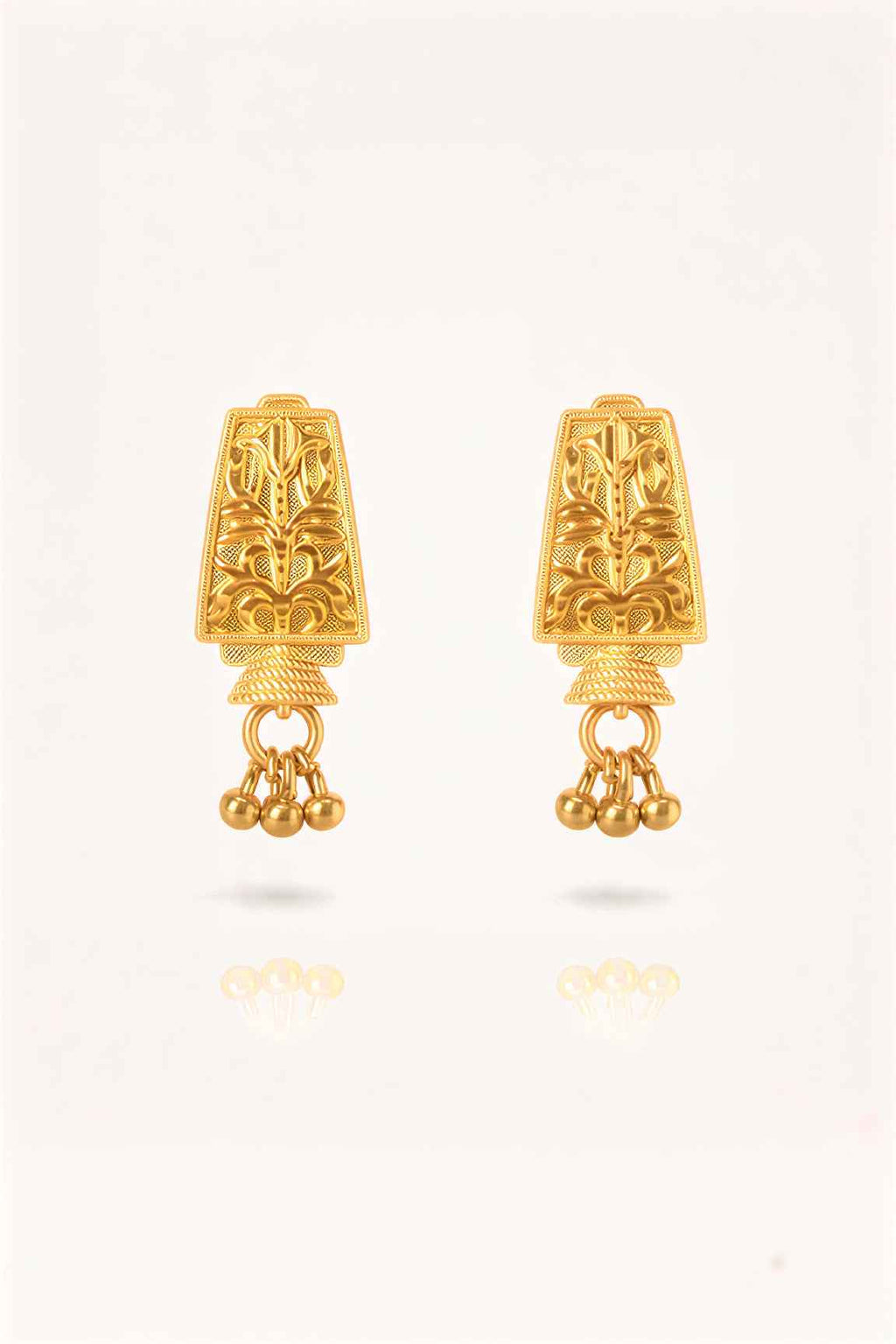 Gold Plated Traditional Floral Drop Earrings for Women – Lightweight Ethnic Jewellery with Ghungroo