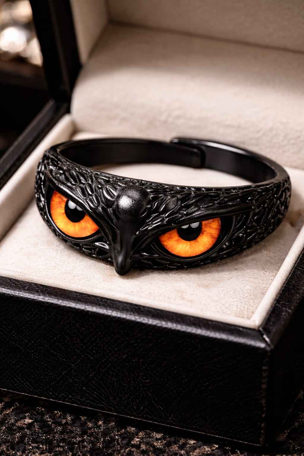 Gothic Dragon Eye Adjustable Ring for Men & Women | Black Statement Fantasy Band Jewellery