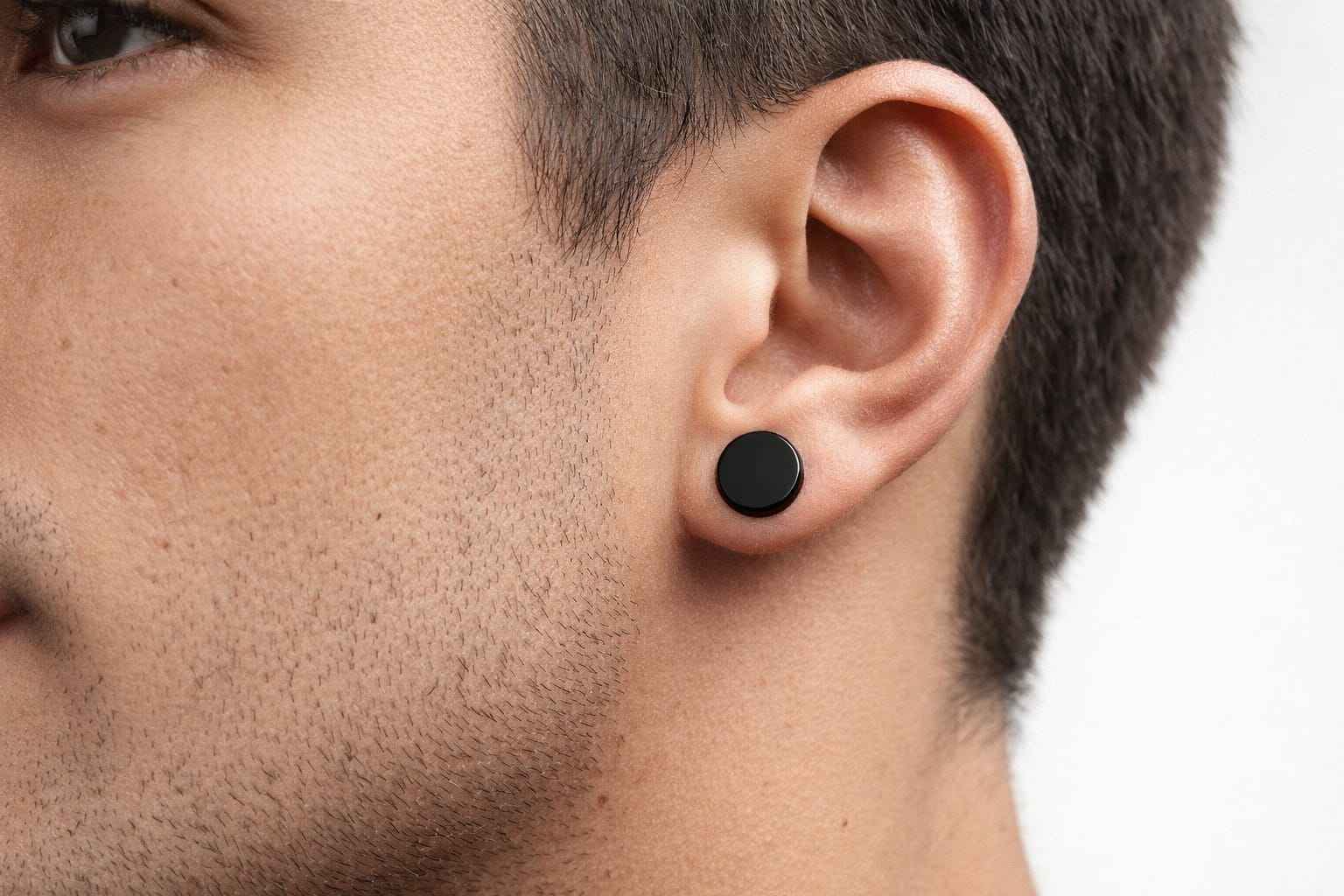Unisex Black Round Stud Earrings – Stainless Steel Matte Finish | Trendy Minimal Ear Stud for Men & Women