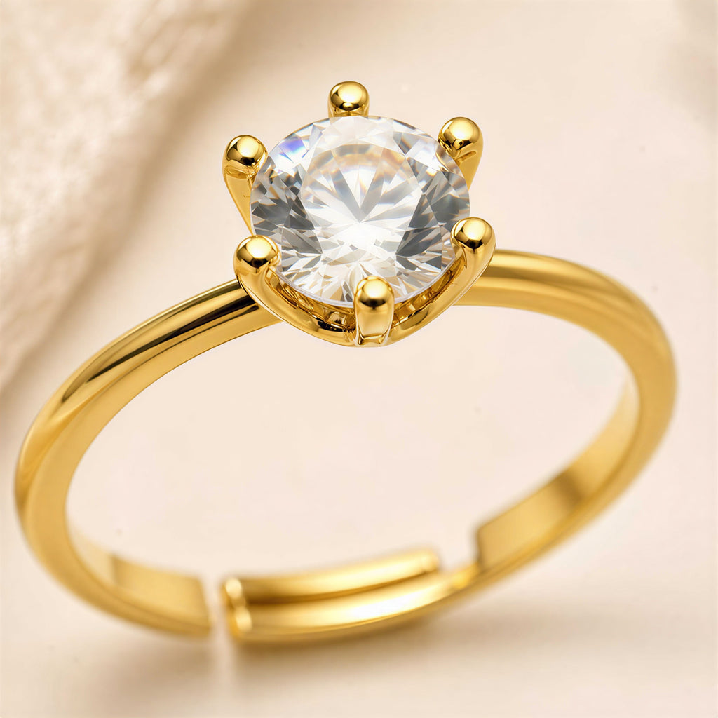 Anti Tarnish Gold Plated Solitaire Ring for Women