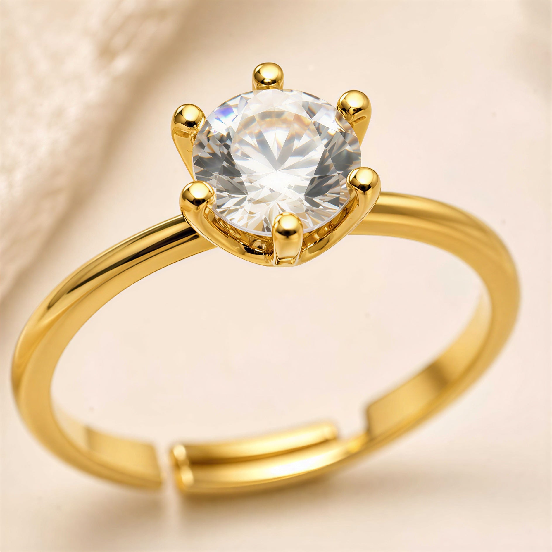 Anti Tarnish Gold Plated Solitaire Ring for Women