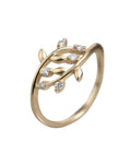 Rose Gold Plated Leaf Design Ring for Women | Crystal Studded Adjustable Ring - VAYNORA JEWELS