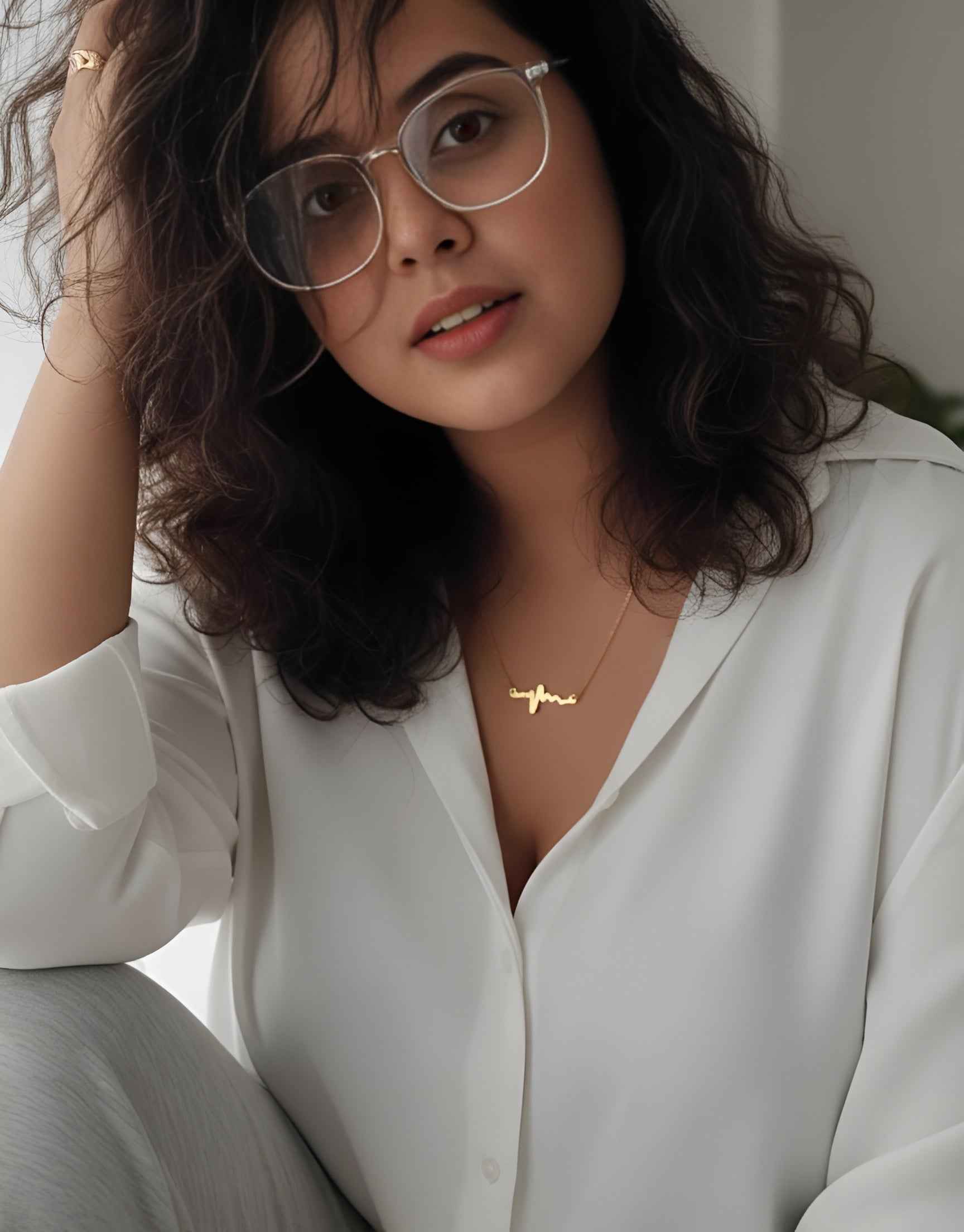 Gold Plated Heartbeat Pendant Necklace for Women – Stylish ECG Chain for Girls (Daily Wear Jewellery)