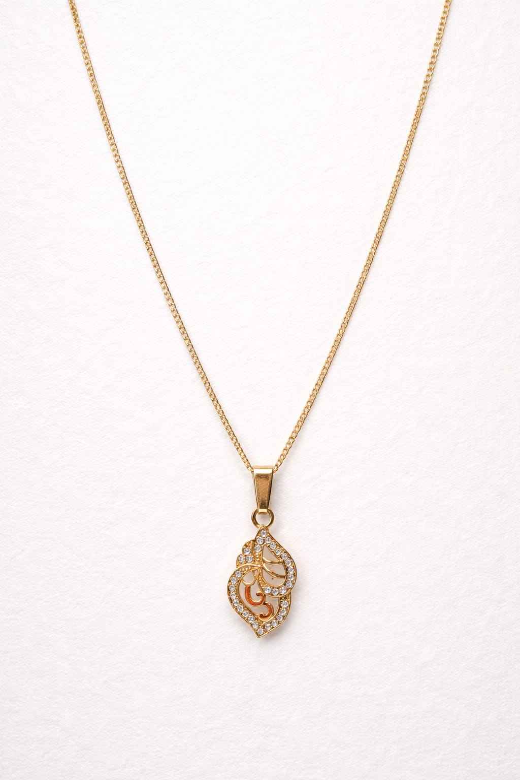Gold Plated Designer Leaf Pendant Necklace for Women | American Diamond Crystal Pendant Chain | Stylish Daily Wear Jewellery | Party & Wedding Fashion Necklace Gift for Girls & Women