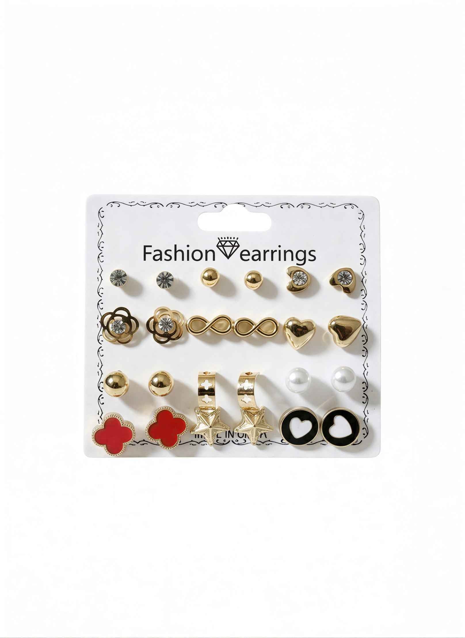 12 Pairs Trendy Earrings Combo Set for Women & Girls – Gold Plated Stud, Pearl, Heart & Hoop Fashion Earrings | Vaynora Jewels