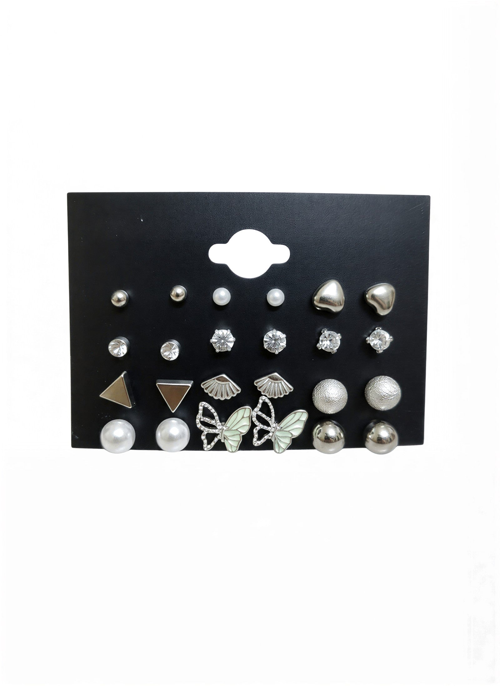 12 Pair Stud Earrings Combo for Women – Pearl, Butterfly & Crystal Korean Style Earrings Set - VAYNORA JEWELS