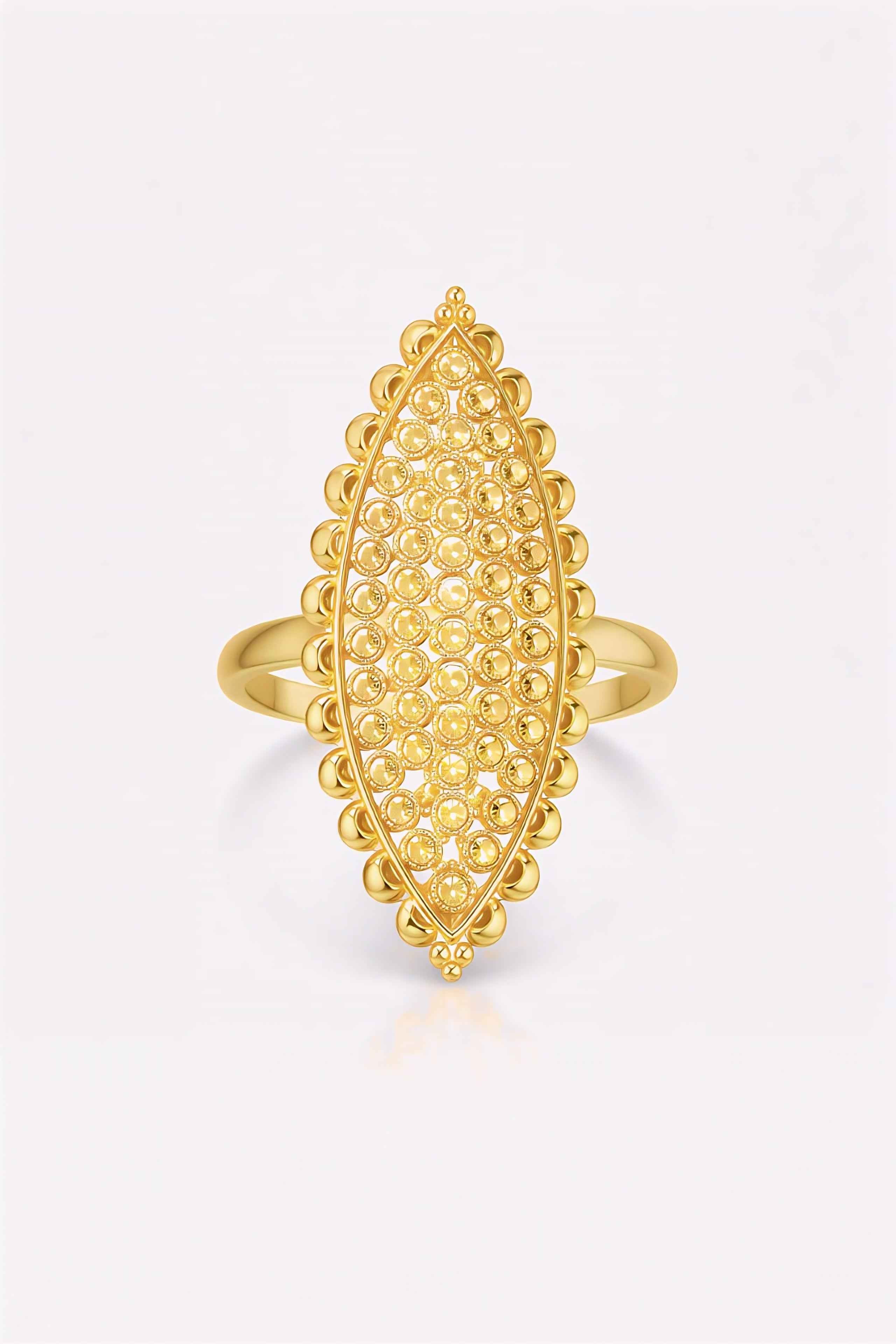 Gold Plated Designer Long Ring for Women – Traditional Ethnic Statement Finger Ring