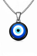 Blue Evil Eye Pendant Necklace for Men & Women – Stainless Steel Nazar Protection Charm Chain