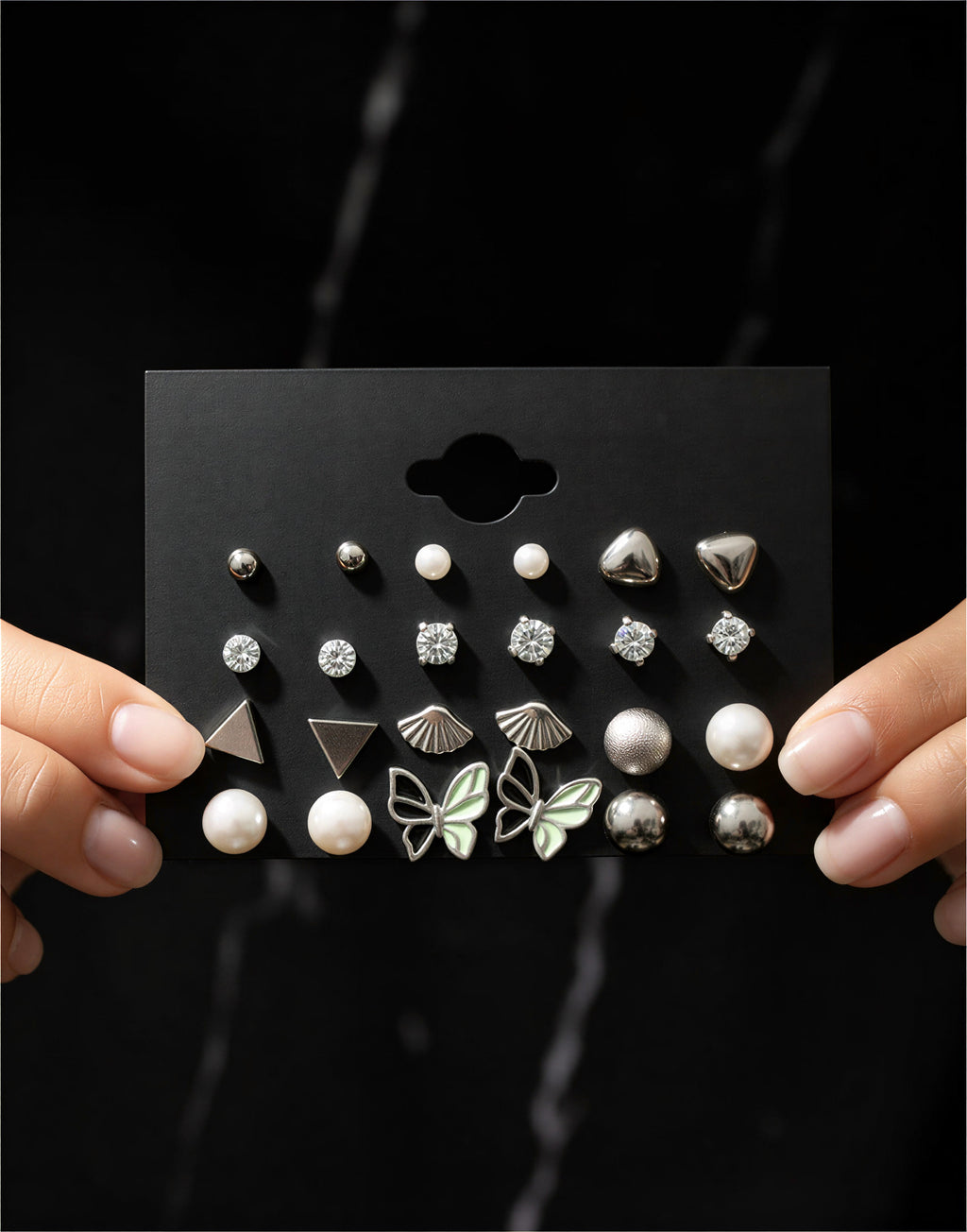 12 Pair Stud Earrings Combo for Women – Pearl, Butterfly & Crystal Korean Style Earrings Set - VAYNORA JEWELS