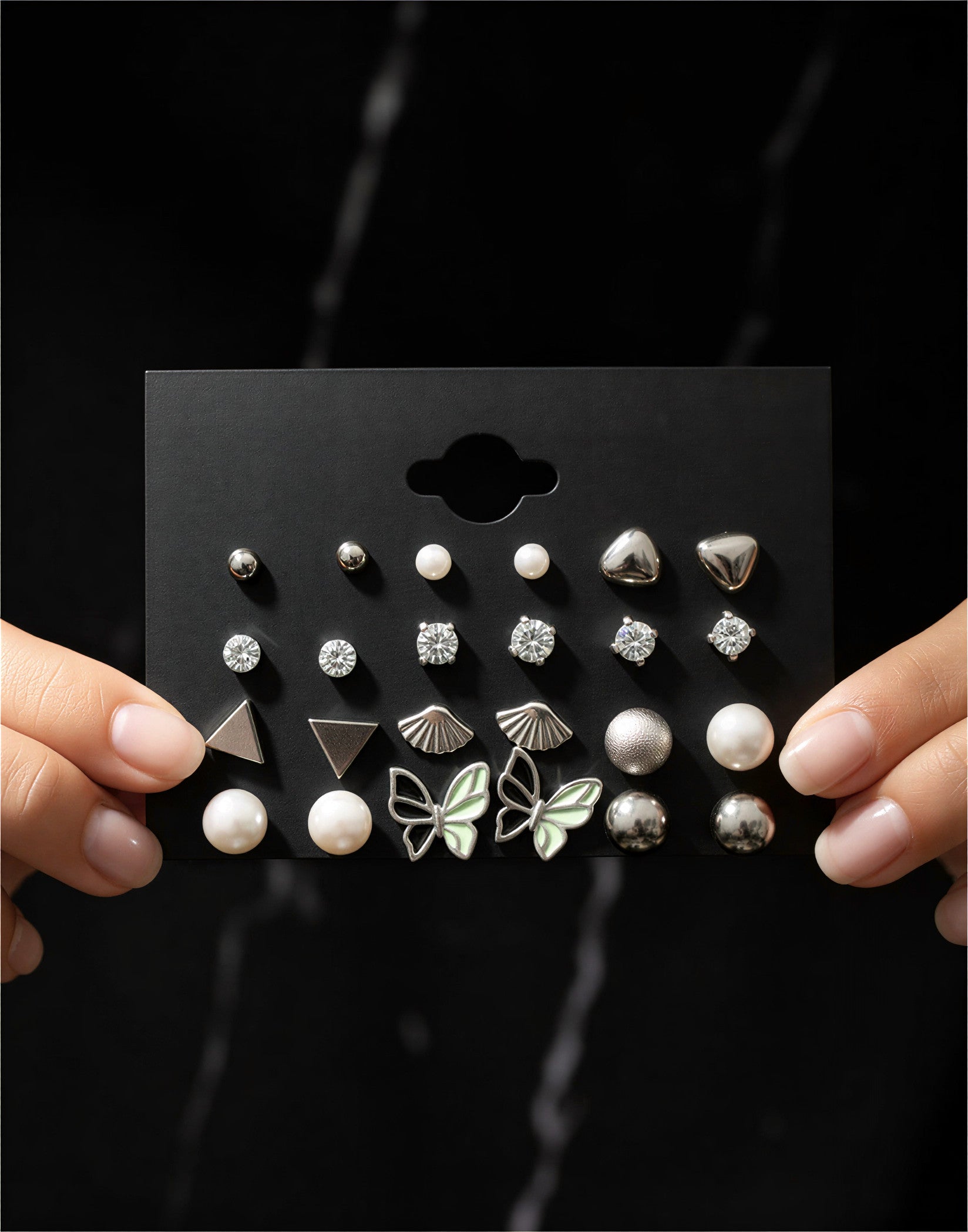 12 Pair Stud Earrings Combo for Women – Pearl, Butterfly & Crystal Korean Style Earrings Set - VAYNORA JEWELS