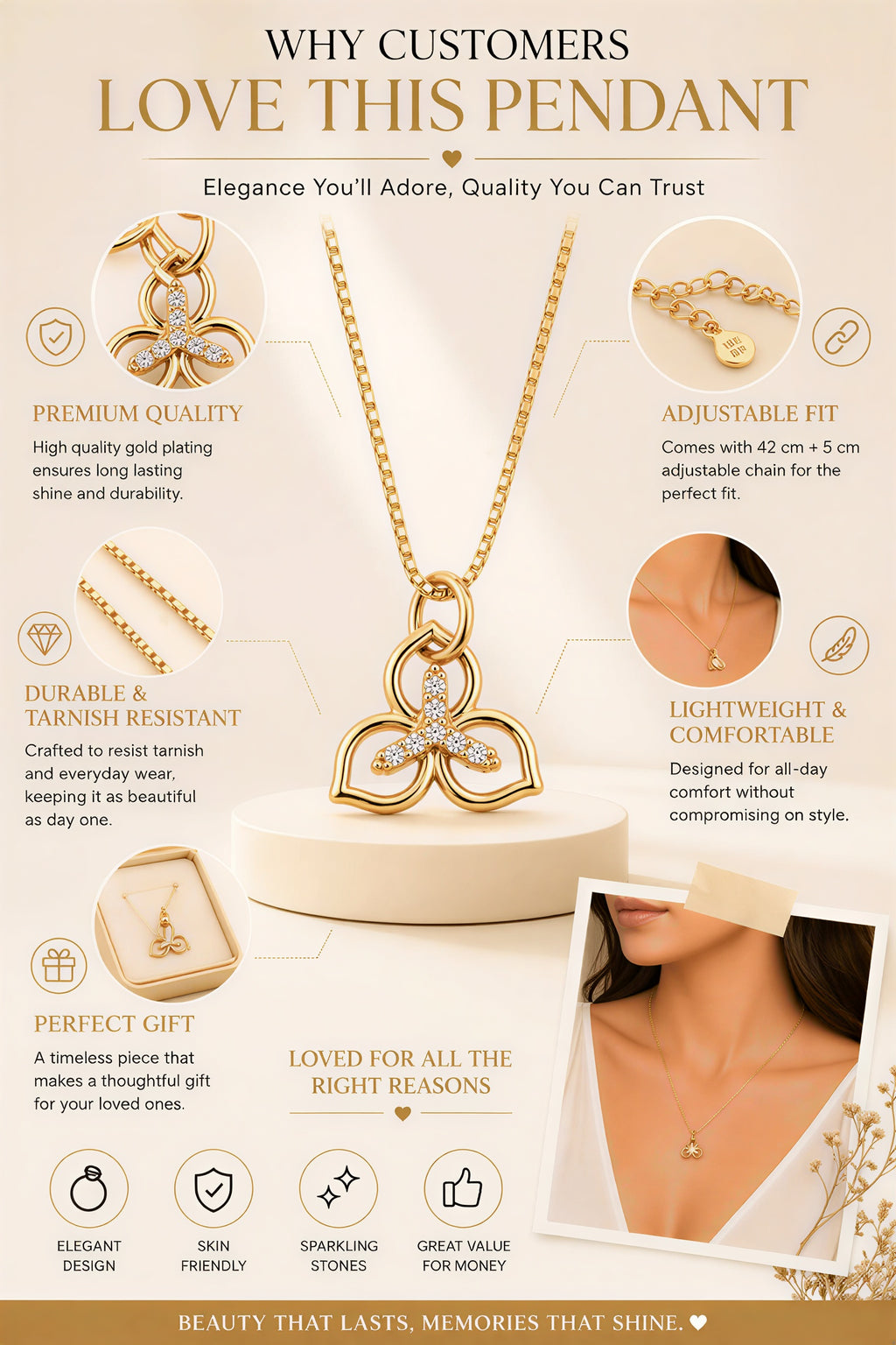 Lightweight floral gold plated necklace
