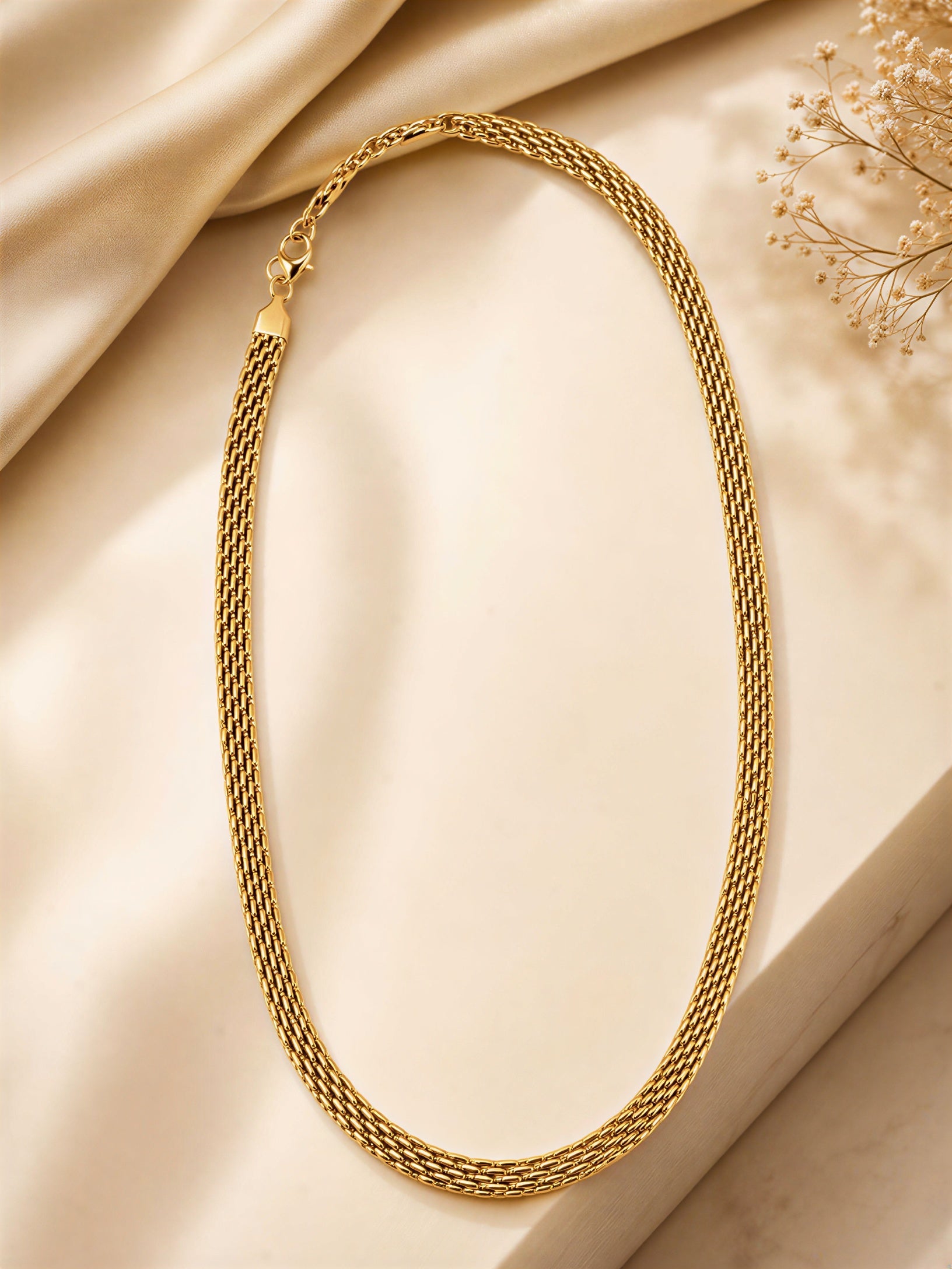 Gold Plated Anti Tarnish Chain for Men Premium Stainless Steel Necklace Chain Front Product View