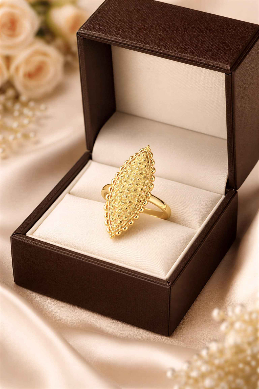 Gold Plated Designer Long Ring for Women – Traditional Ethnic Statement Finger Ring