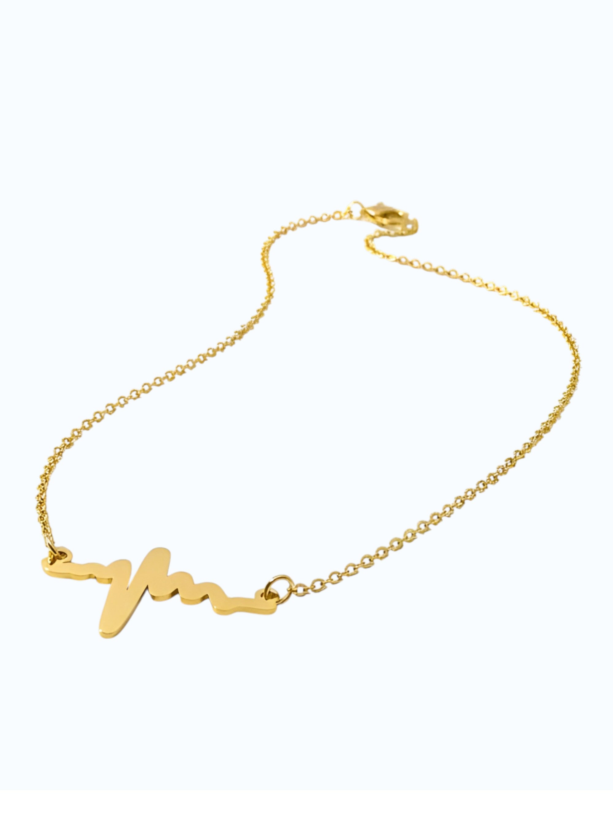 Gold Plated Heartbeat Pendant Necklace for Women – Stylish ECG Chain for Girls (Daily Wear Jewellery) - VAYNORA JEWELS