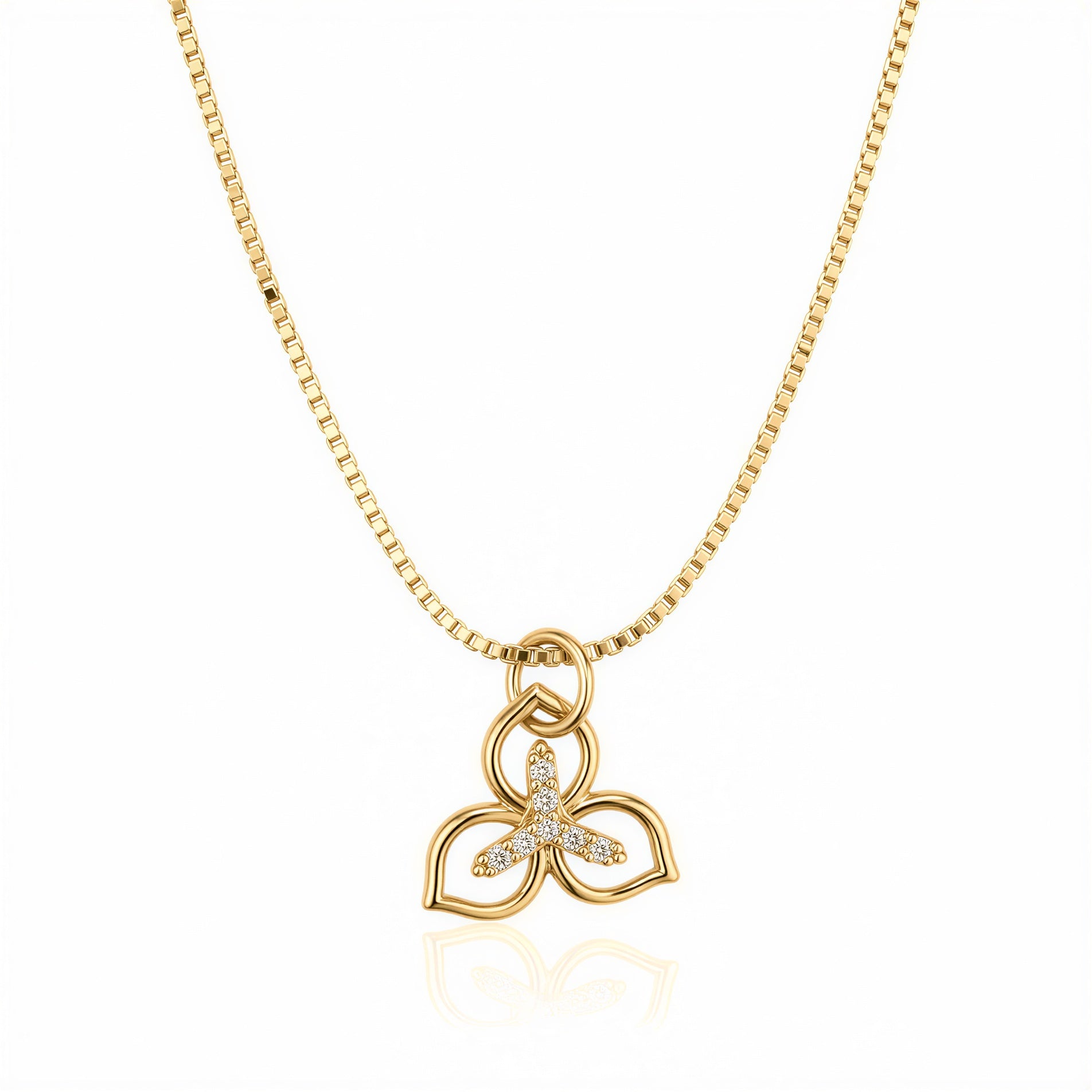 Gold plated floral pendant necklace for women