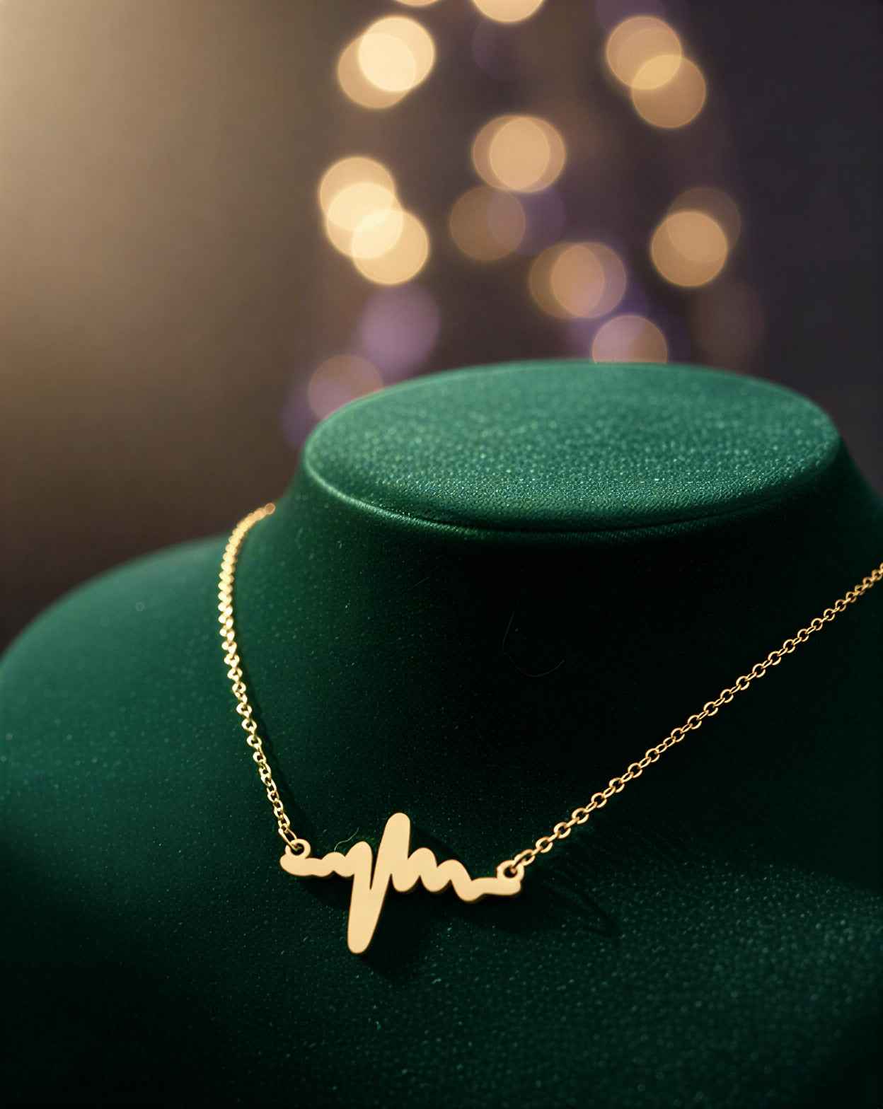 Gold Plated Heartbeat Pendant Necklace for Women – Stylish ECG Chain for Girls (Daily Wear Jewellery)
