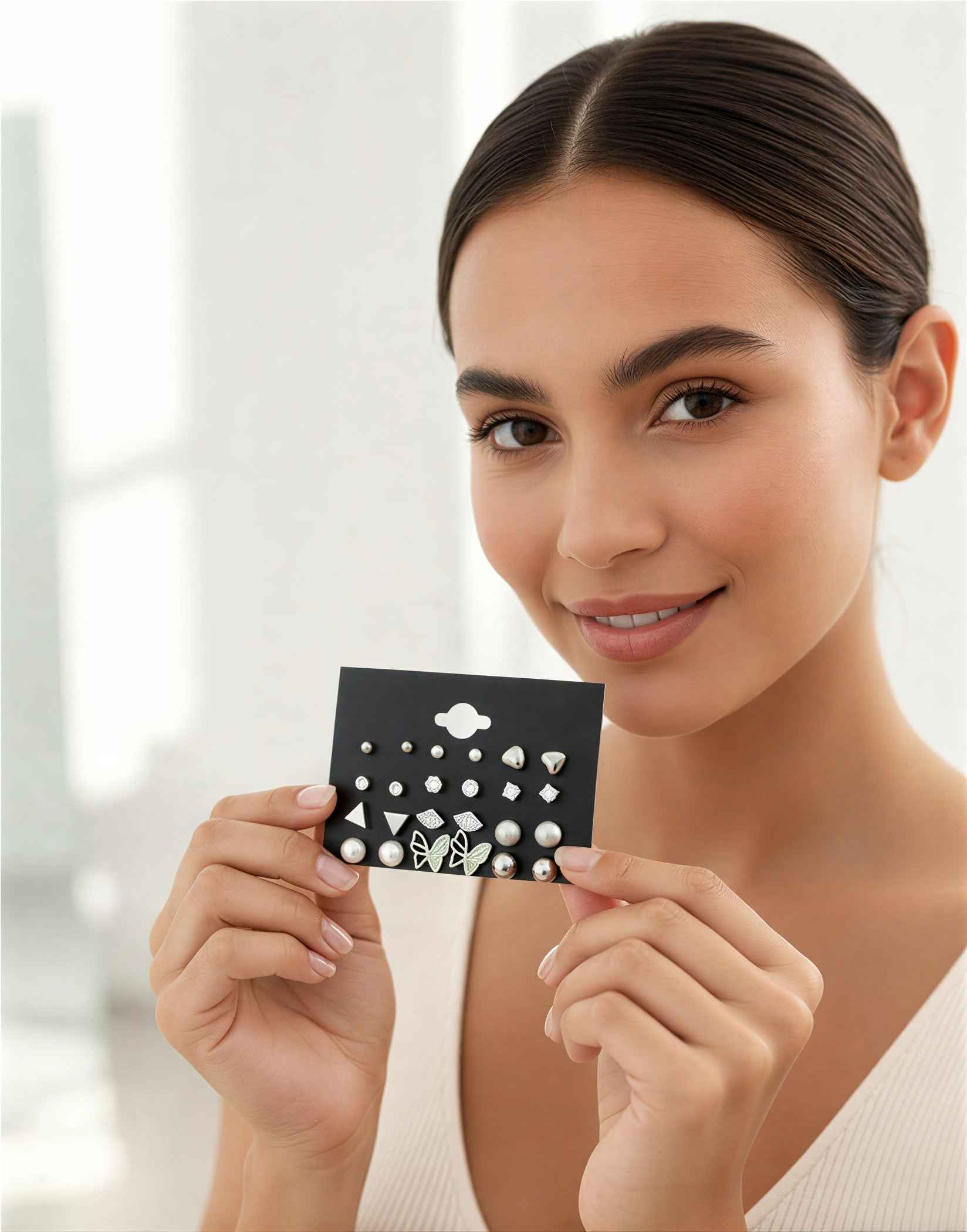 12 Pair Stud Earrings Combo for Women – Pearl, Butterfly & Crystal Korean Style Earrings Set