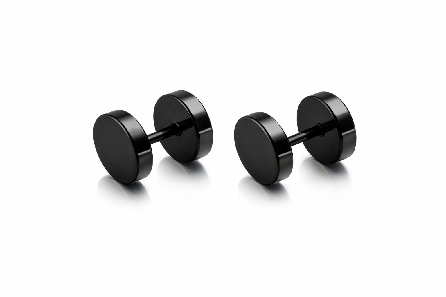 Unisex Black Round Stud Earrings – Stainless Steel Matte Finish | Trendy Minimal Ear Stud for Men & Women - VAYNORA JEWELS