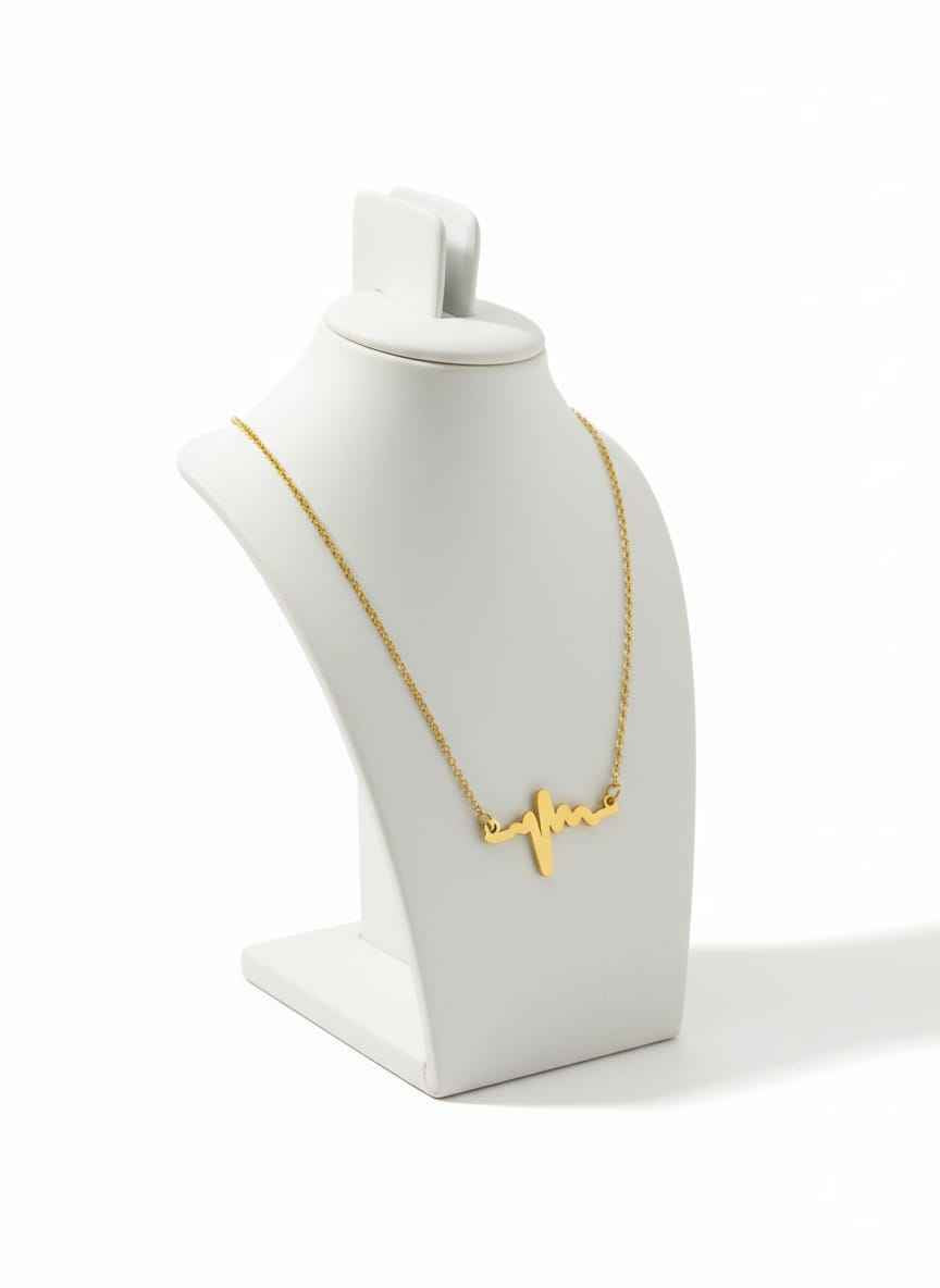 Gold Plated Heartbeat Pendant Necklace for Women – Stylish ECG Chain for Girls (Daily Wear Jewellery)