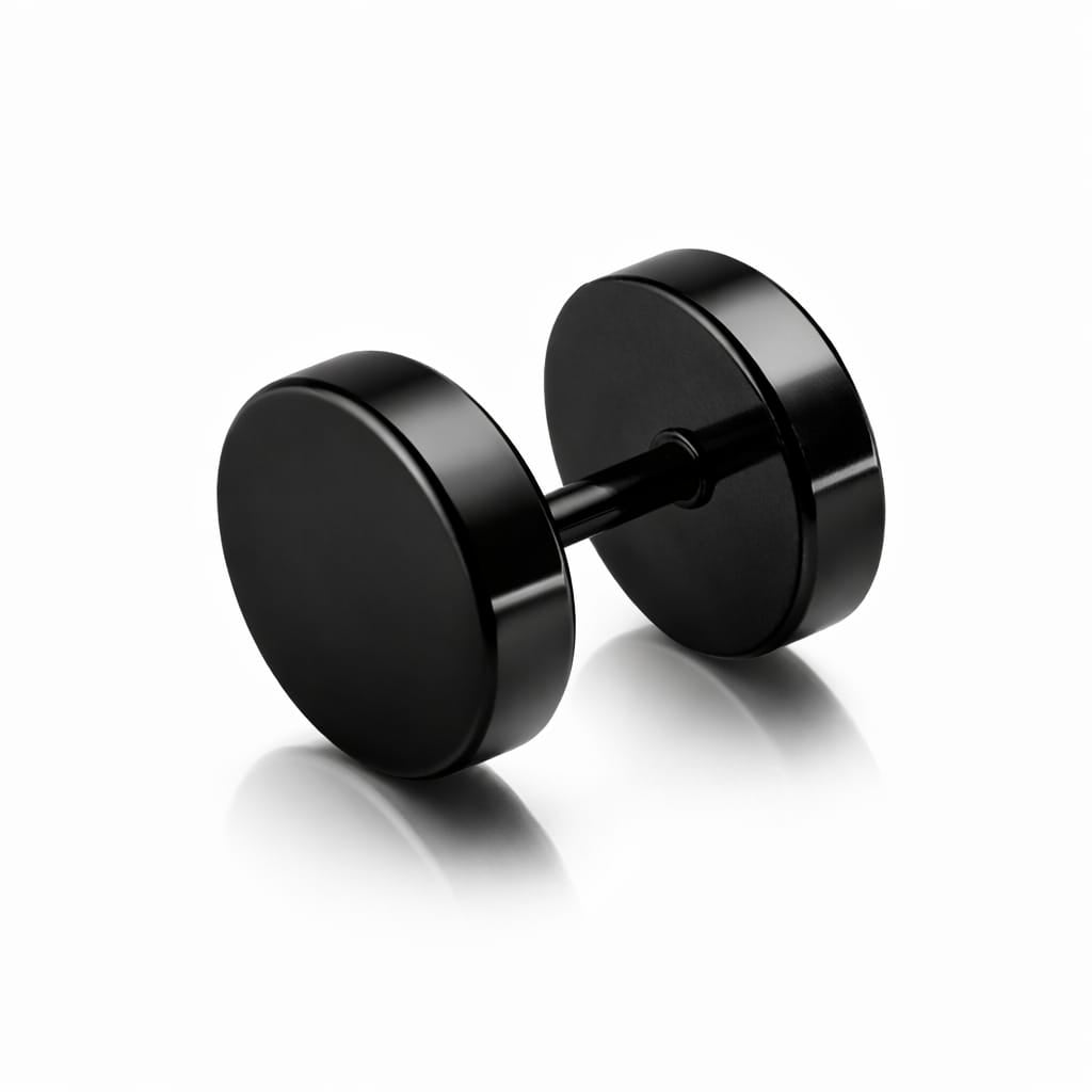 Unisex Black Round Stud Earrings – Stainless Steel Matte Finish | Trendy Minimal Ear Stud for Men & Women - VAYNORA JEWELS