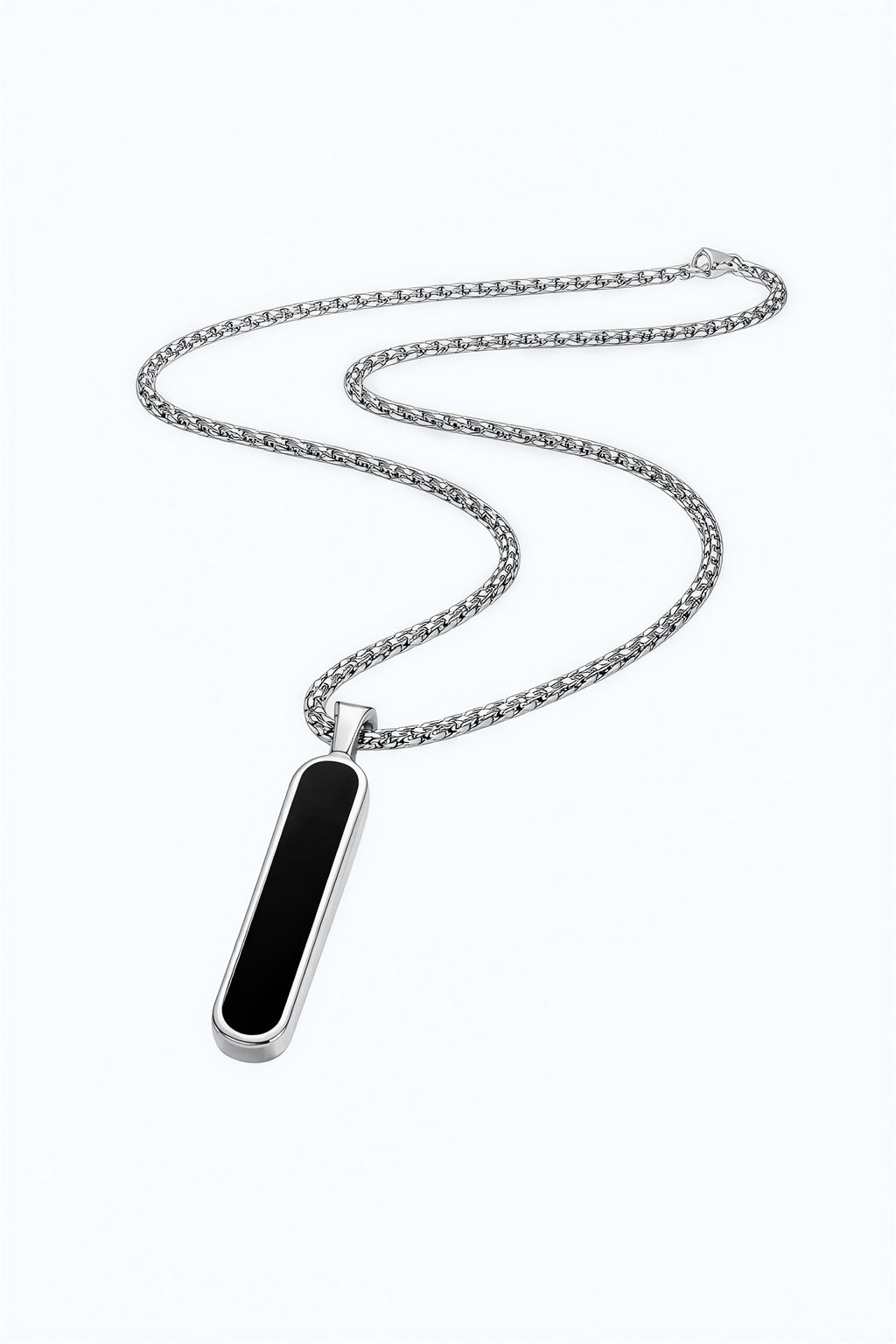 Minimalist black bar pendant necklace with stainless steel chain for men – stylish pendant chain jewelry for men and boys
