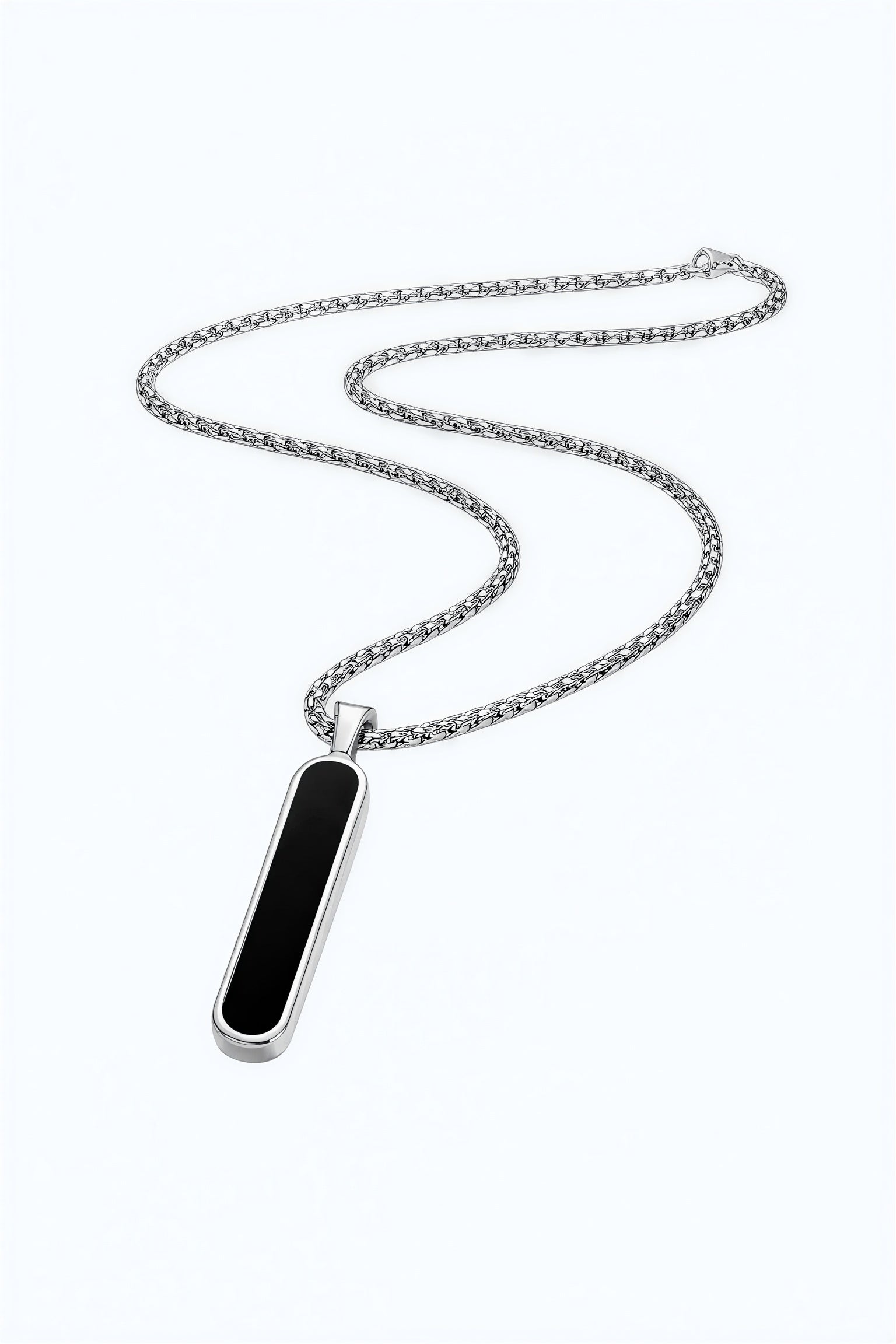 Minimalist black bar pendant necklace with stainless steel chain for men – stylish pendant chain jewelry for men and boys