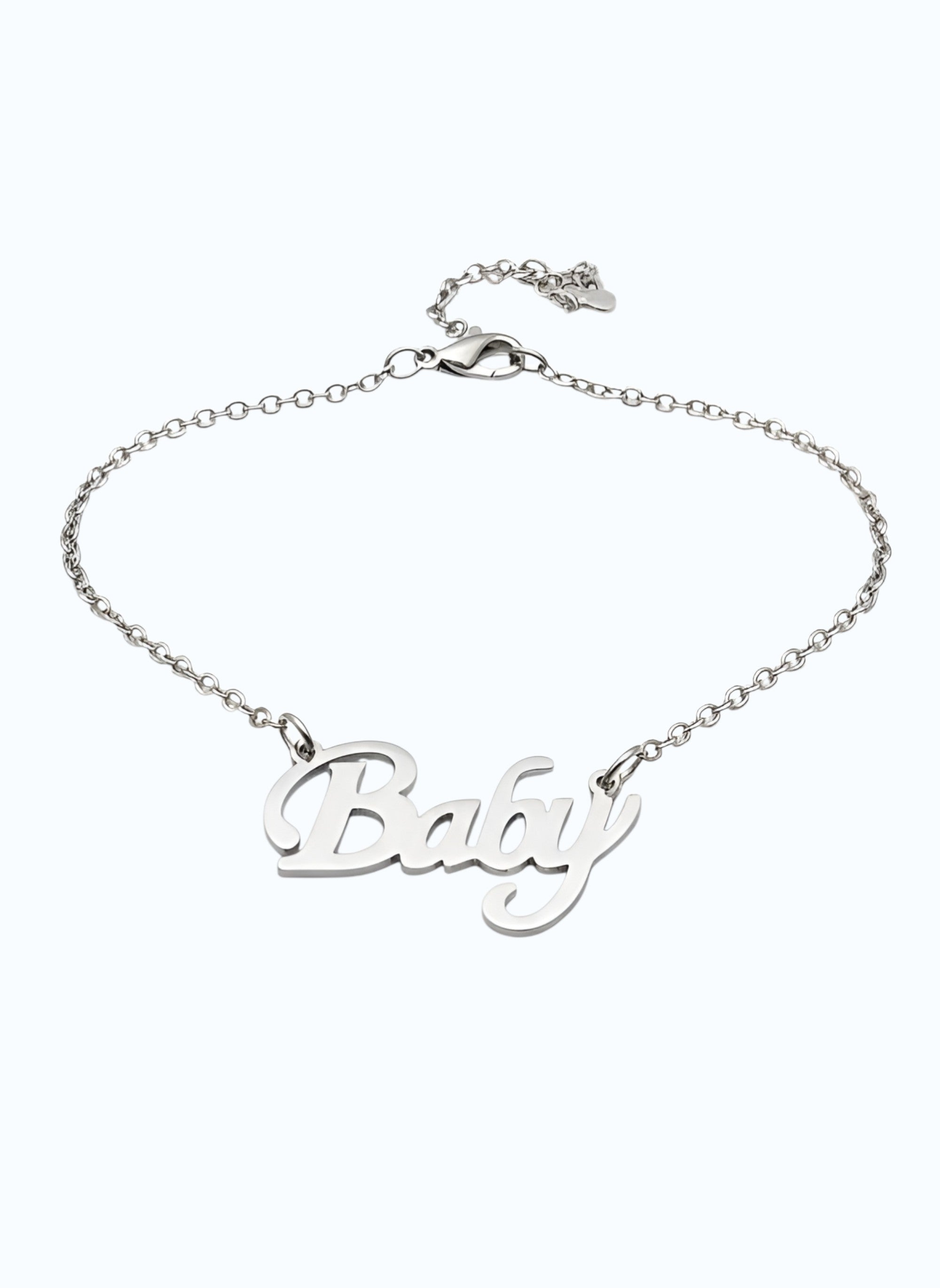 Silver Plated Baby Name Pendant Chain for Girls & Women | Stylish Name Necklace | Cute Fashion Jewellery | Birthday Gift for Her - VAYNORA JEWELS