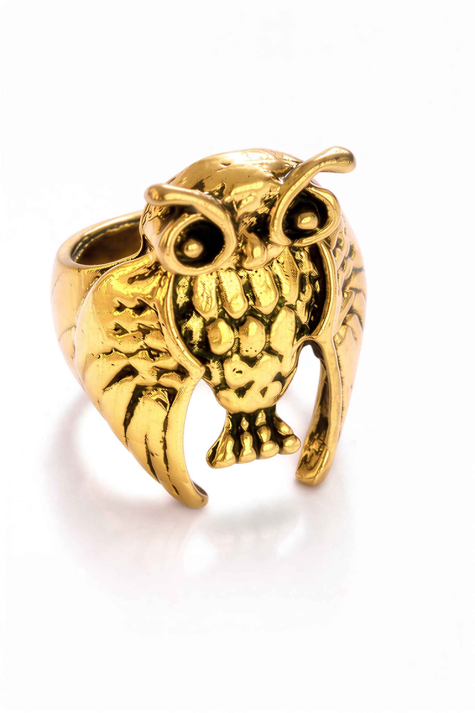 Oxidised Gold Plated Owl Design Statement Ring for Men & Women | Vintage Animal Design Fashion Ring for Boys, Girls, Men & Women | Party Wear Statement Finger Ring