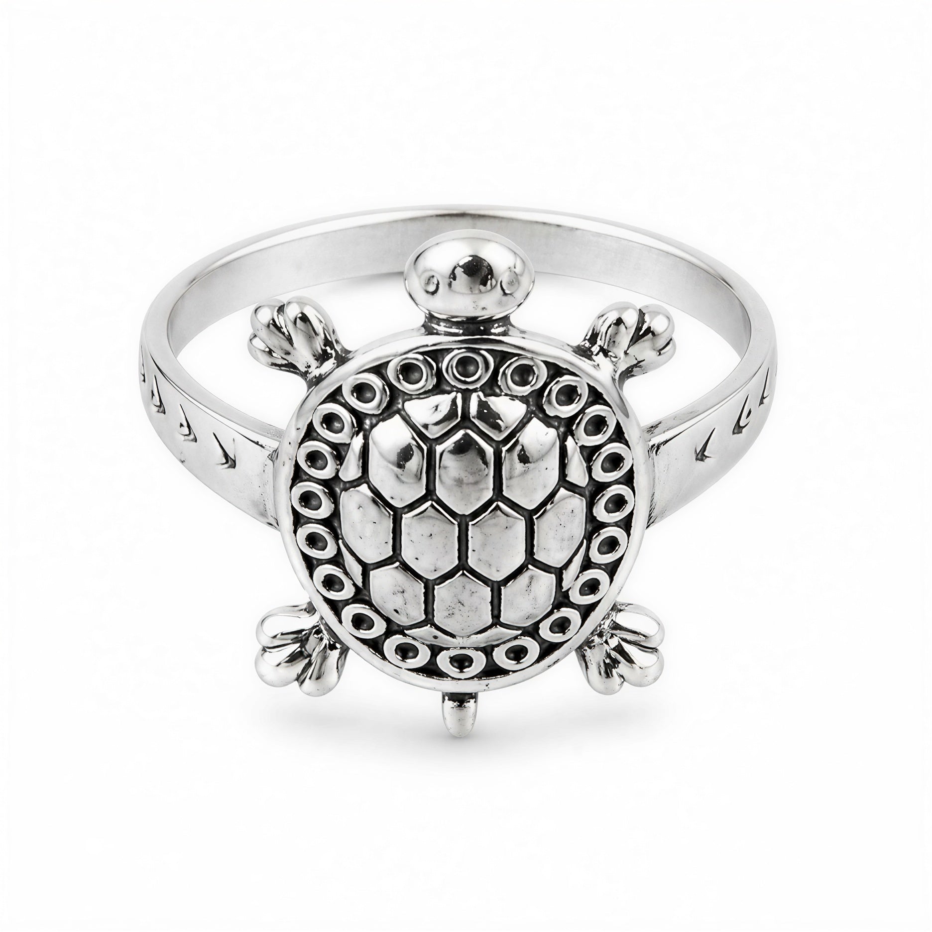 Close up oxidised turtle ring silver plated adjustable unisex ring detailed turtle design