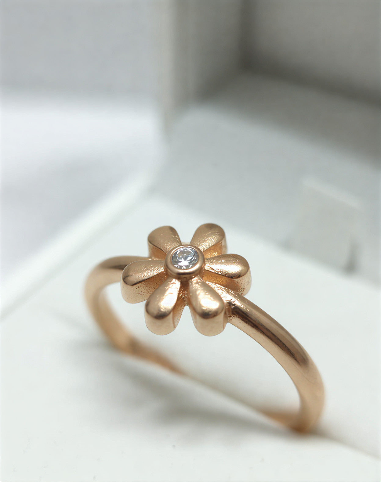 Rose Gold Plated Floral Finger Ring for Women | Minimal Flower Design Adjustable Ring - VAYNORA JEWELS