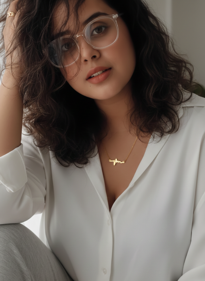 Gold Heartbeat Pendant Necklace for Women | ECG Pulse Design Chain Pendant | Trendy Minimalist Love Jewelry Gift - VAYNORA JEWELS