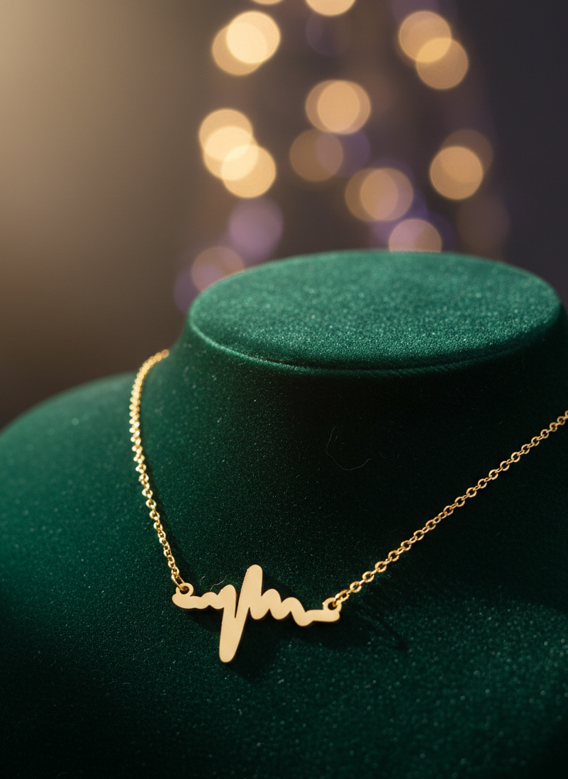 Gold Heartbeat Pendant Necklace for Women | ECG Pulse Design Chain Pendant | Trendy Minimalist Love Jewelry Gift - VAYNORA JEWELS