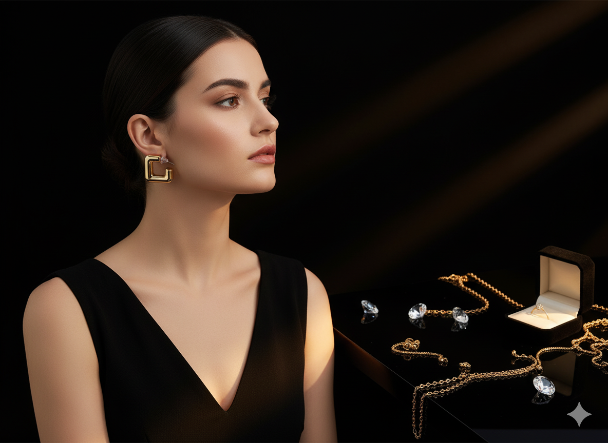 Korean Square Hoop Earrings for Women | Stylish Geometric Korean Fashion Earrings | Lightweight Daily Wear Jewellery - VAYNORA JEWELS
