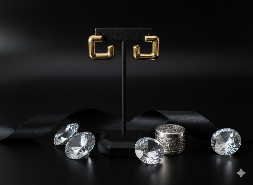 Korean Square Hoop Earrings for Women | Stylish Geometric Korean Fashion Earrings | Lightweight Daily Wear Jewellery - VAYNORA JEWELS