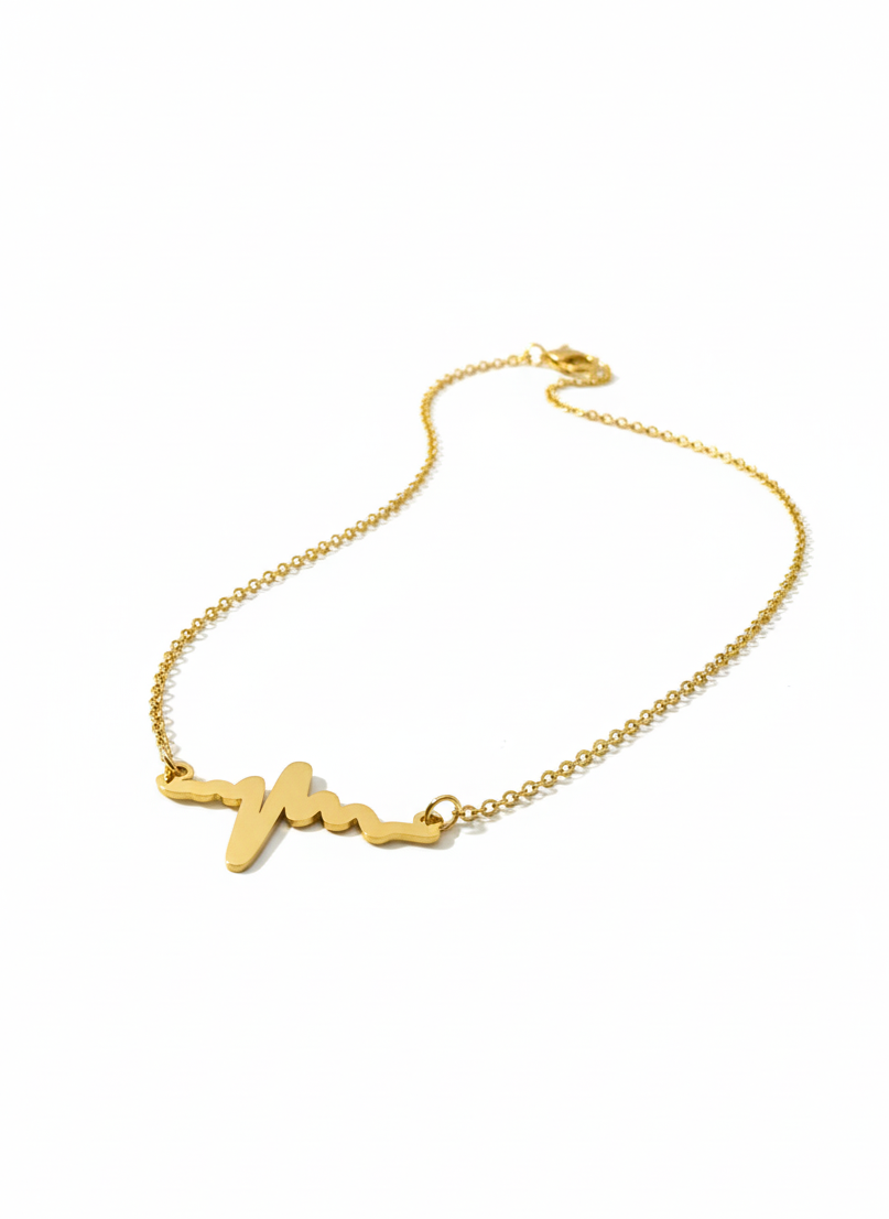 Gold Heartbeat Pendant Necklace for Women | ECG Pulse Design Chain Pendant | Trendy Minimalist Love Jewelry Gift - VAYNORA JEWELS