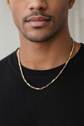 Men’s Stainless Steel Two-Tone Chain Necklace – Gold & Silver Link Design | Premium Stylish Daily Wear Chain - VAYNORA JEWELS