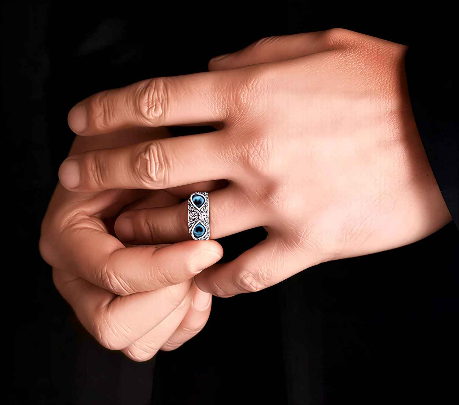 Classy Silver Owl Evil Eye Ring for Men and Women | Adjustable Retro Demon Eye Statement Ring | Oxidized Silver Owl Ring for Luck & Protection