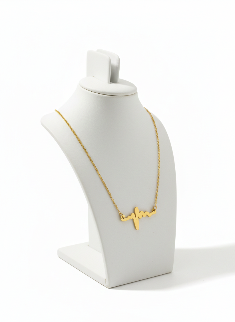 Gold Heartbeat Pendant Necklace for Women | ECG Pulse Design Chain Pendant | Trendy Minimalist Love Jewelry Gift - VAYNORA JEWELS